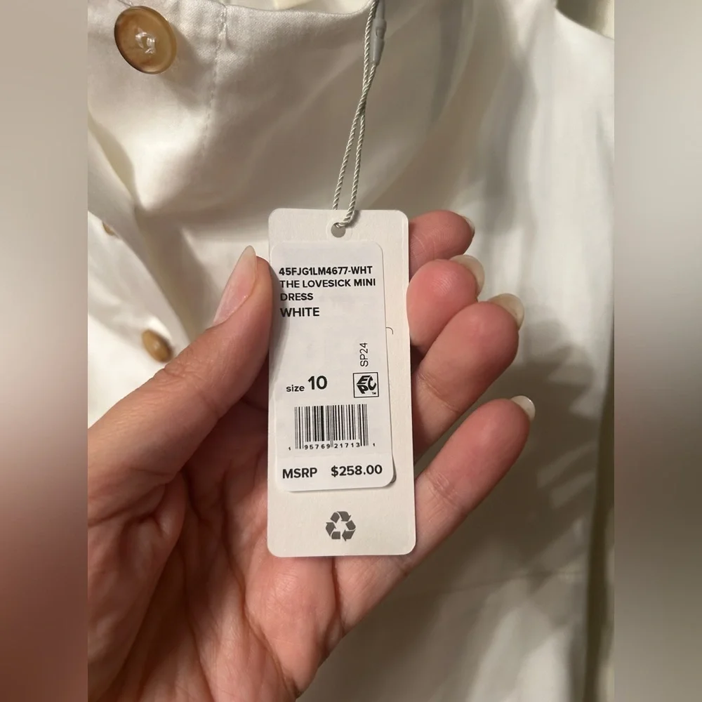 Favorite Daughter Off-Shoulder White Button-Front Mini Dress - Picture 8 of 12